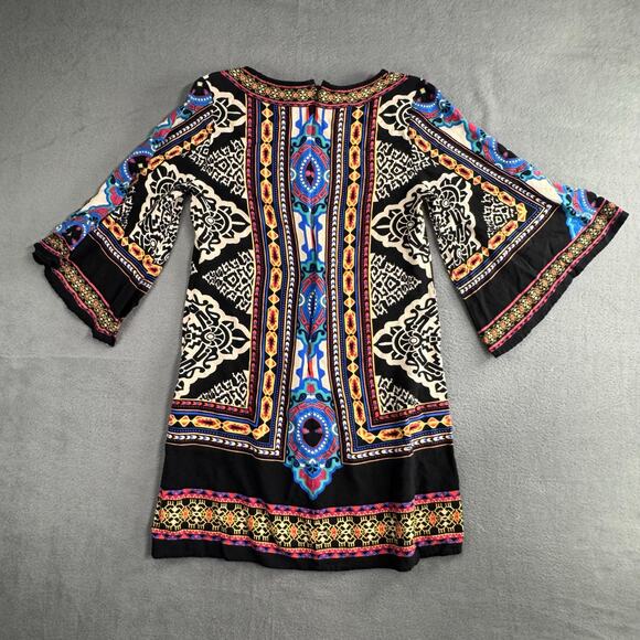 Flying Tomato Anthropologie Dress Print A-Line Shift Bell Sleeve Boho SMALL - Picture 3 of 7